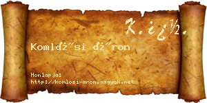 Komlósi Áron névjegykártya
